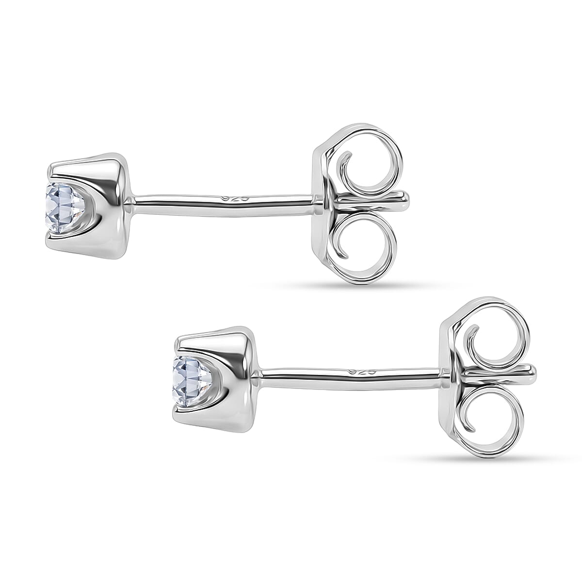 LUXURIANT Lab Grown Diamond Solitaire Stud Push Post Earring in Rhodium Overlay Sterling Silver 8493472 4