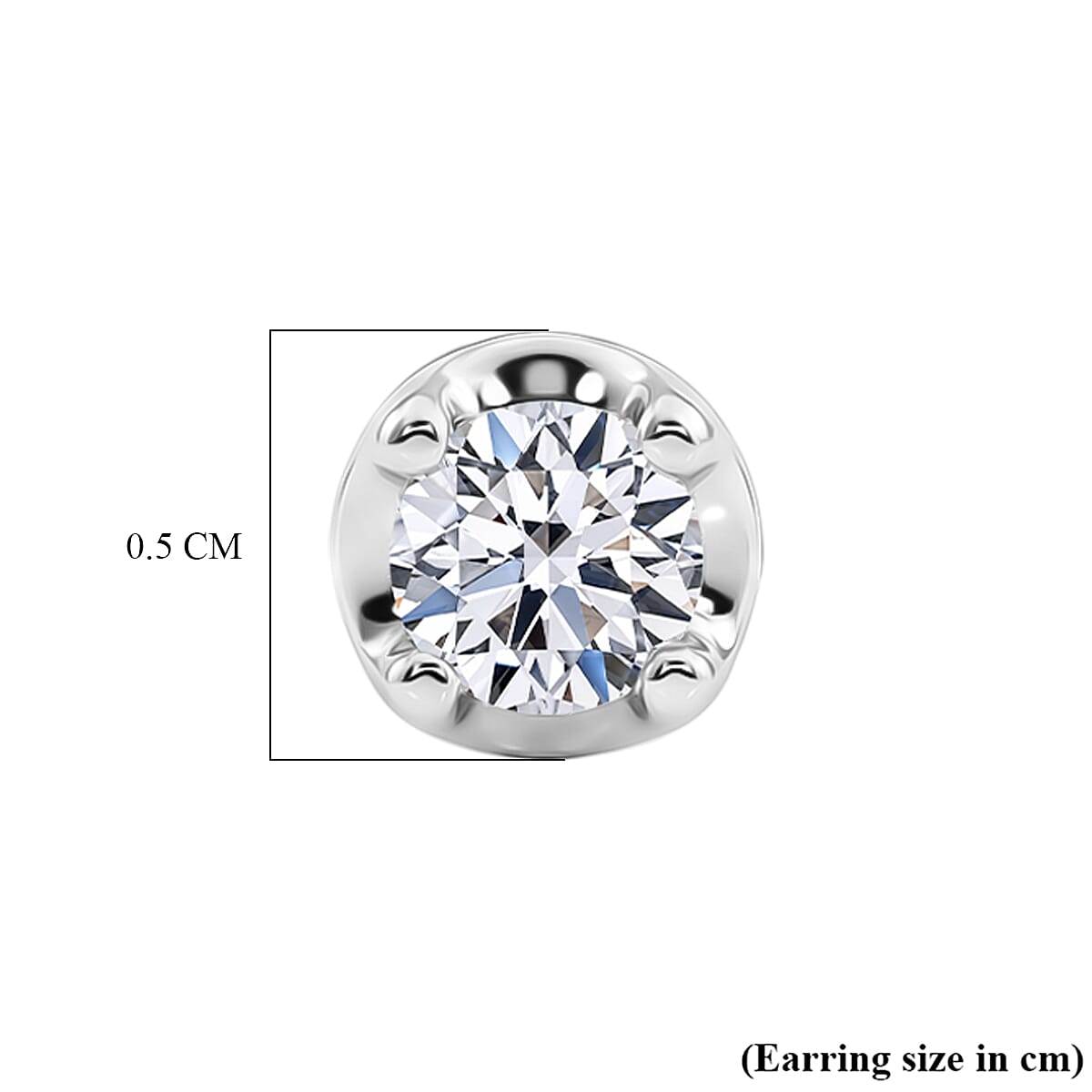 LUXURIANT Lab Grown Diamond Solitaire Stud Push Post Earring in Rhodium Overlay Sterling Silver 8493472 5