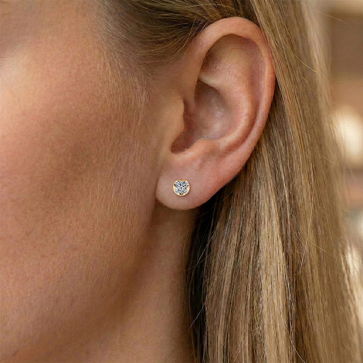 LUXURIANT Lab Grown Diamond Solitaire Stud Push Post Earring in 18K Vermeil Yellow Gold Plated Sterling Silver 8493473 2