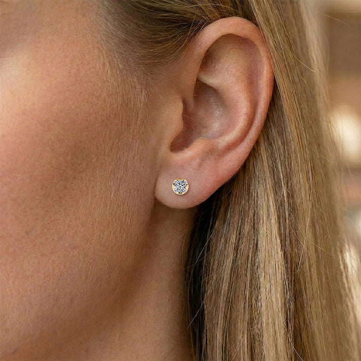 LUXURIANT Lab Grown Diamond Solitaire Stud Push Post Earring in 18K Vermeil Yellow Gold Plated Sterling Silver 8493473 2