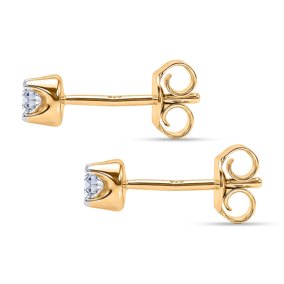 LUXURIANT Lab Grown Diamond Solitaire Stud Push Post Earring in 18K Vermeil Yellow Gold Plated Sterling Silver 8493473 4