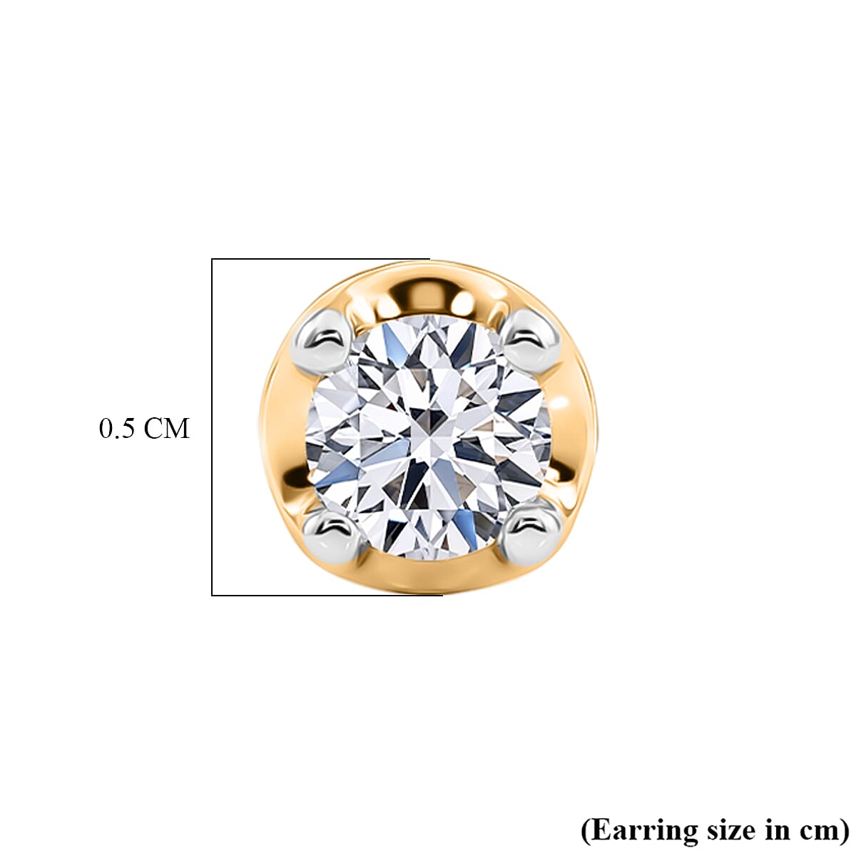 LUXURIANT Lab Grown Diamond Solitaire Stud Push Post Earring in 18K Vermeil Yellow Gold Plated Sterling Silver 8493473 5