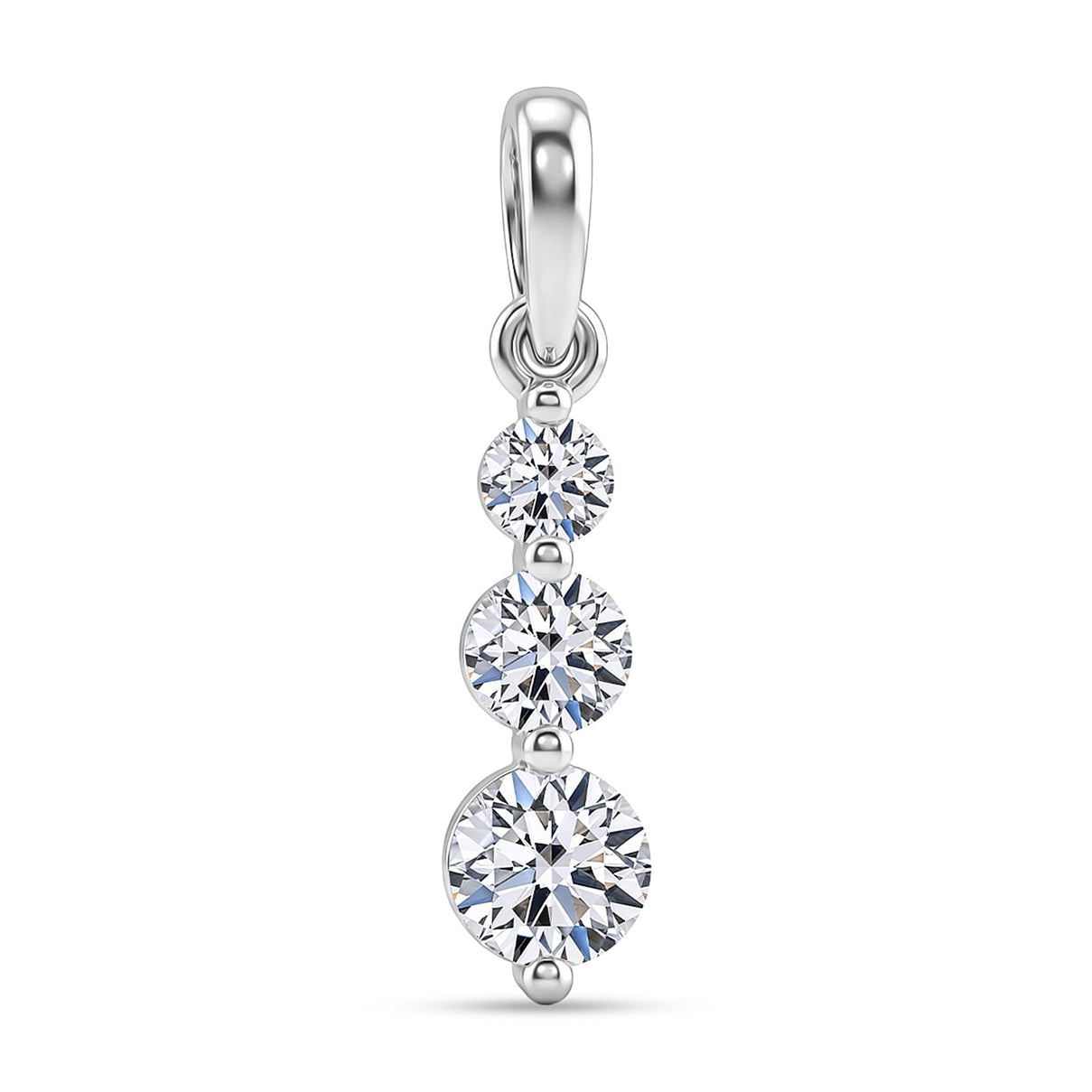 LUXURIANT 0.50 Ct. Lab Grown Diamond Trilogy Drop Pendant in 9K White Gold (SI-GH) 8493530 0