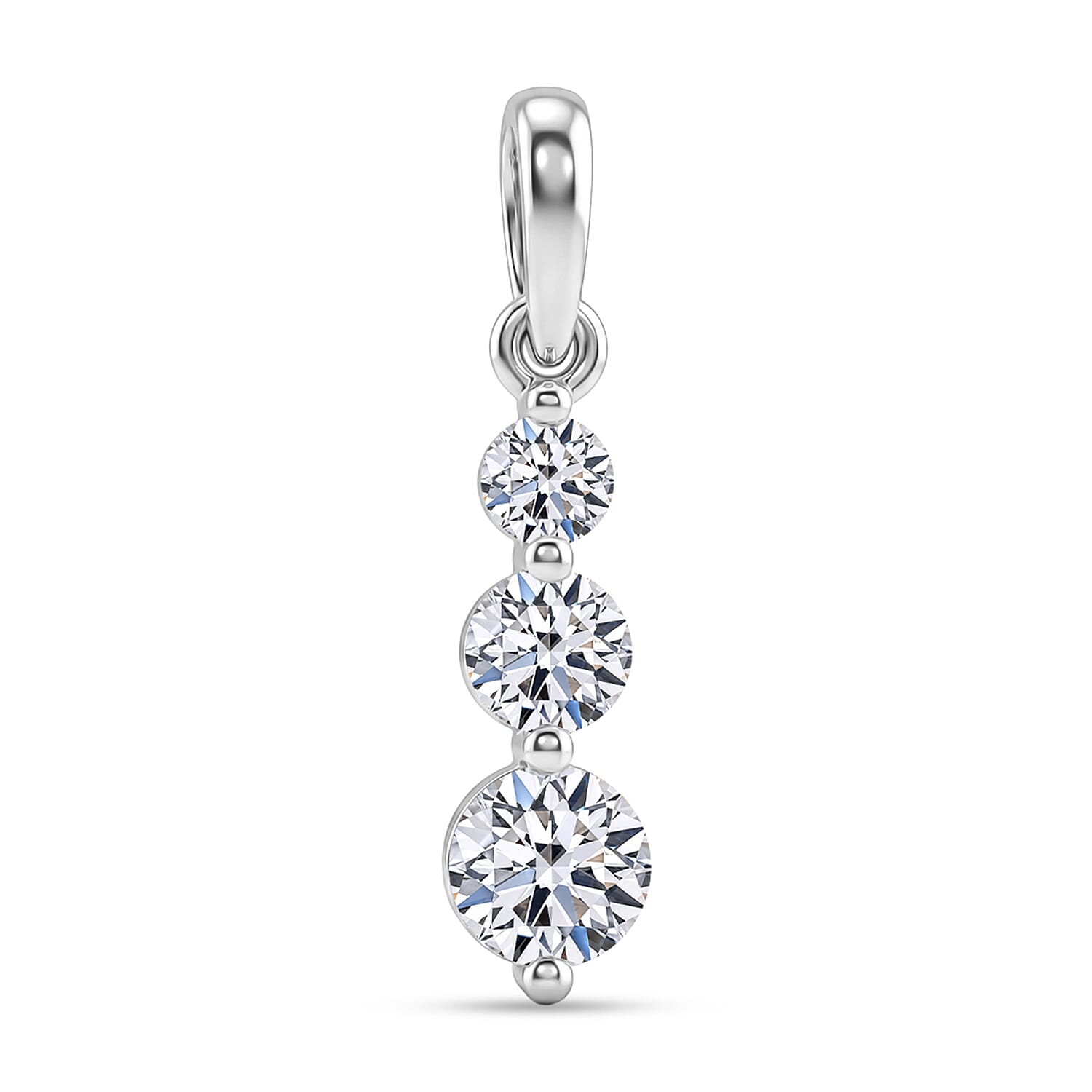 LUXURIANT 0.50 Ct. Lab Grown Diamond Trilogy Drop Pendant in 9K White Gold (SI-GH) 8493530 0