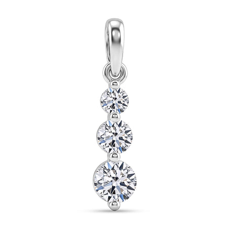 LUXURIANT 0.50 Ct. Lab Grown Diamond Trilogy Drop Pendant in 9K White Gold (SI-GH) 8493530 1