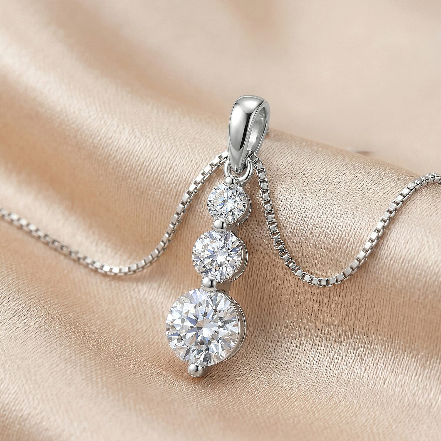 LUXURIANT 0.50 Ct. Lab Grown Diamond Trilogy Drop Pendant in 9K White Gold (SI-GH) 8493530 5