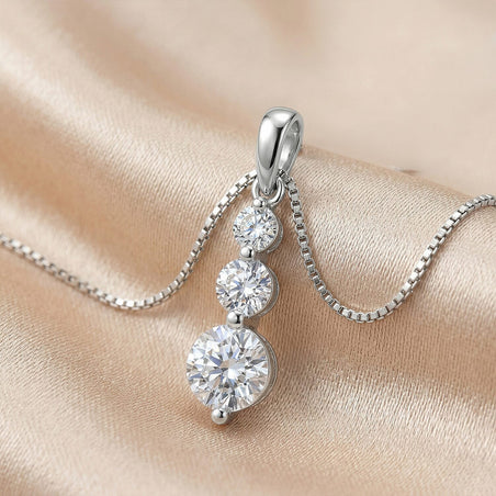 LUXURIANT 0.50 Ct. Lab Grown Diamond Trilogy Drop Pendant in 9K White Gold (SI-GH) 8493530 2