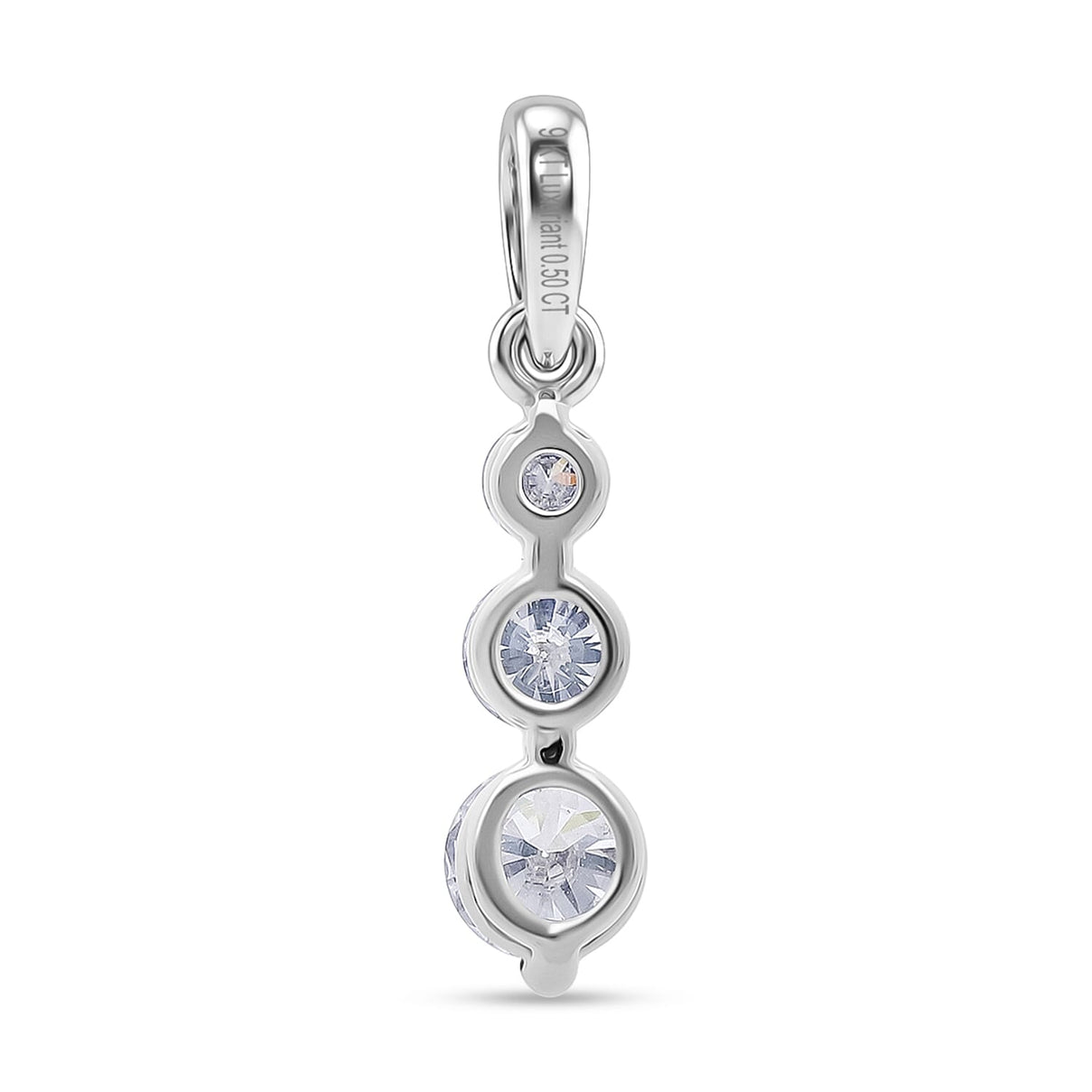 LUXURIANT 0.50 Ct. Lab Grown Diamond Trilogy Drop Pendant in 9K White Gold (SI-GH) 8493530 7