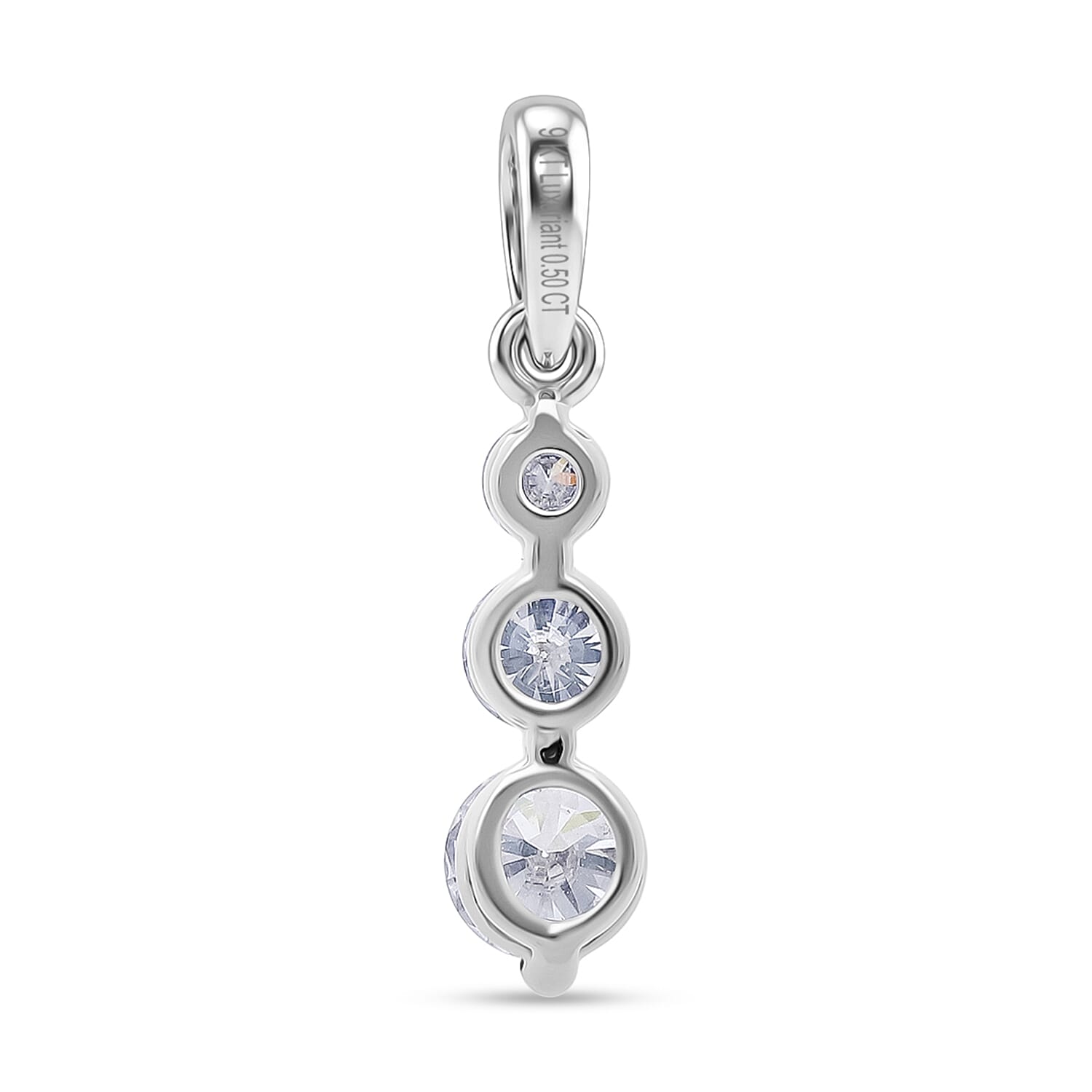 LUXURIANT 0.50 Ct. Lab Grown Diamond Trilogy Drop Pendant in 9K White Gold (SI-GH) 8493530 7