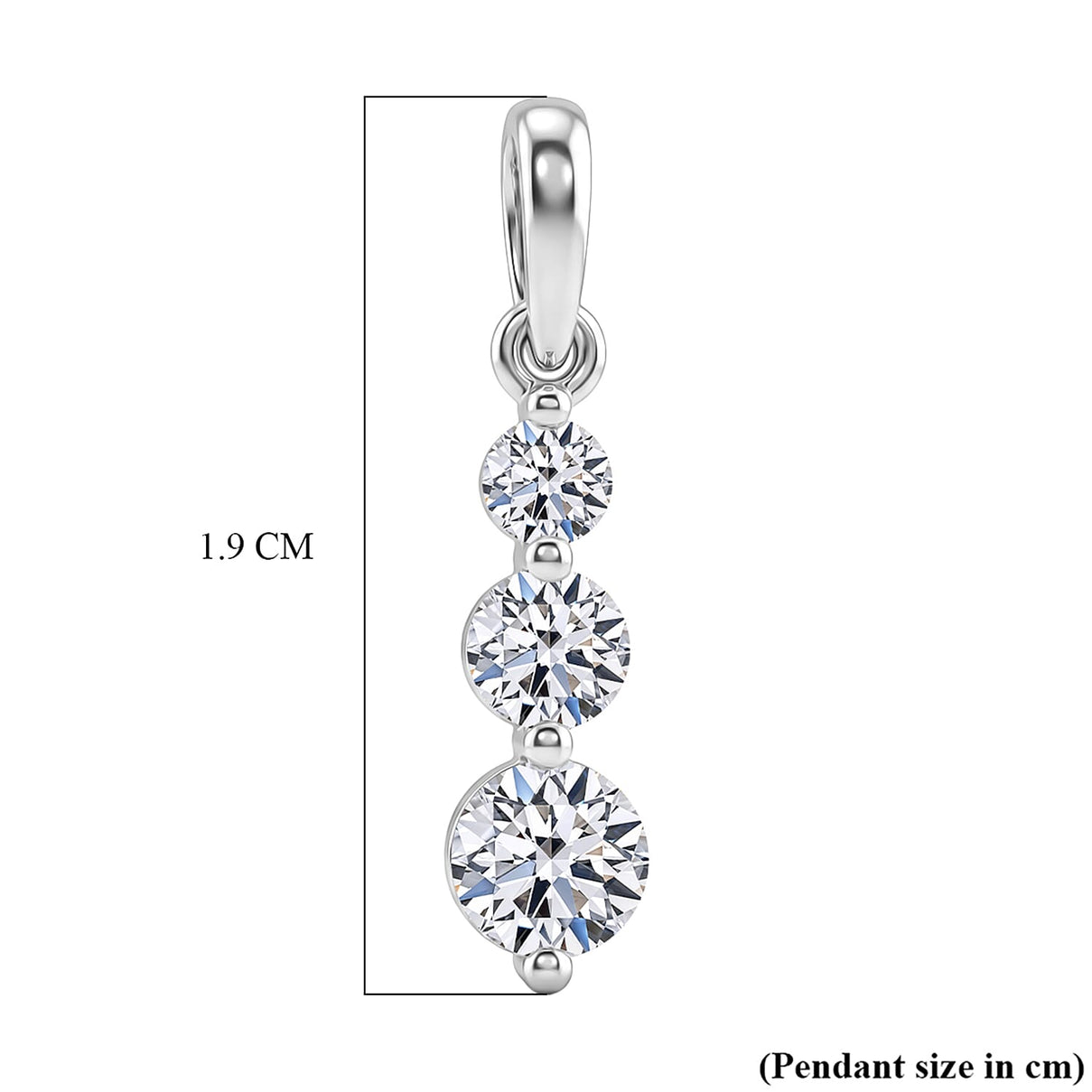 LUXURIANT 0.50 Ct. Lab Grown Diamond Trilogy Drop Pendant in 9K White Gold (SI-GH) 8493530 8