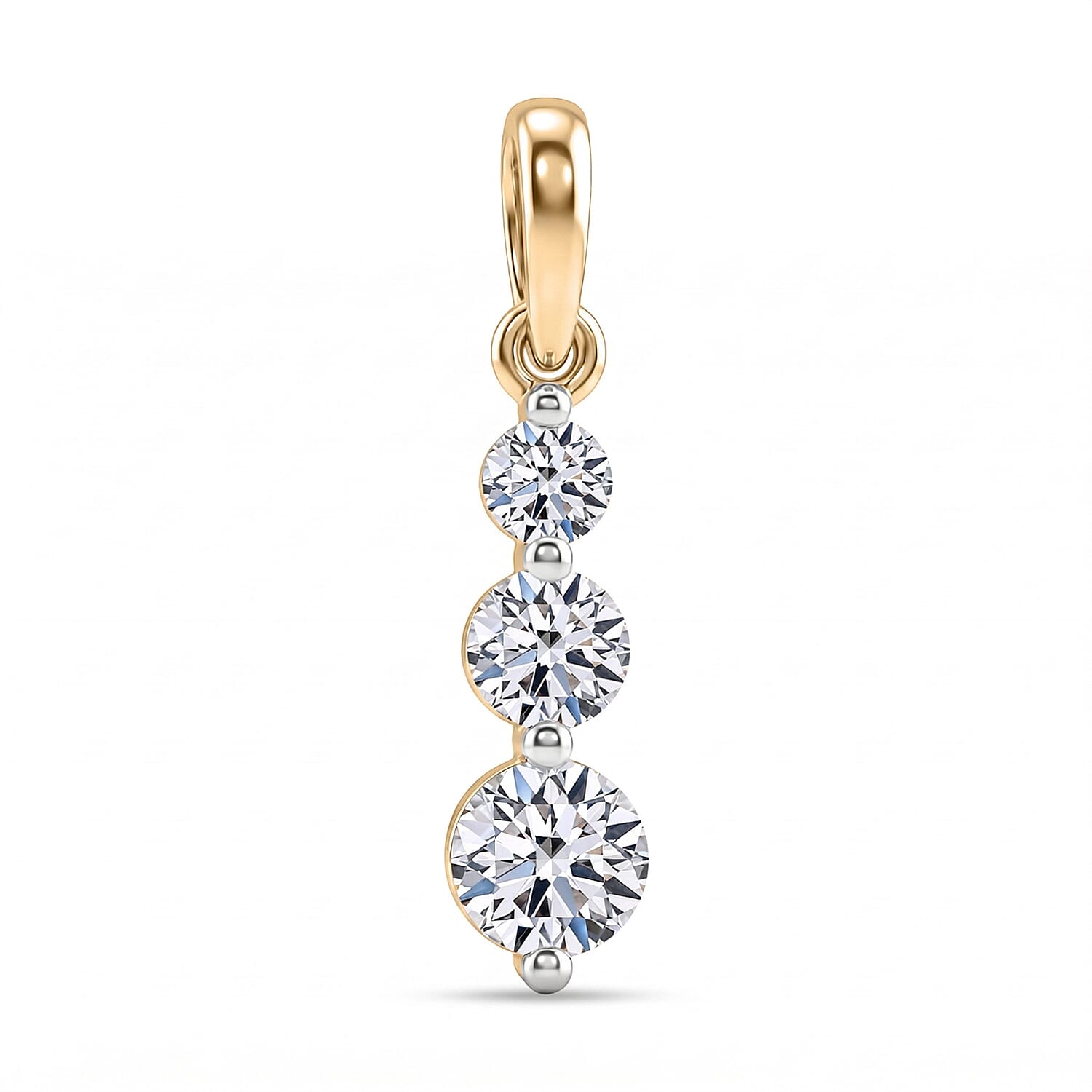 LUXURIANT 0.50 Ct. Lab Grown Diamond Trilogy Drop Pendant in 9K Yellow Gold (SI-GH) 8493531 0
