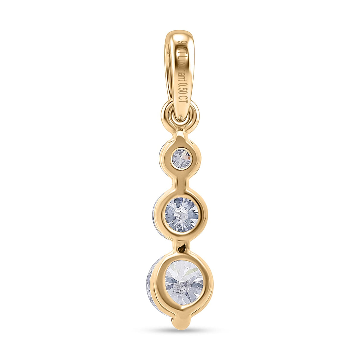 LUXURIANT 0.50 Ct. Lab Grown Diamond Trilogy Drop Pendant in 9K Yellow Gold (SI-GH) 8493531 6