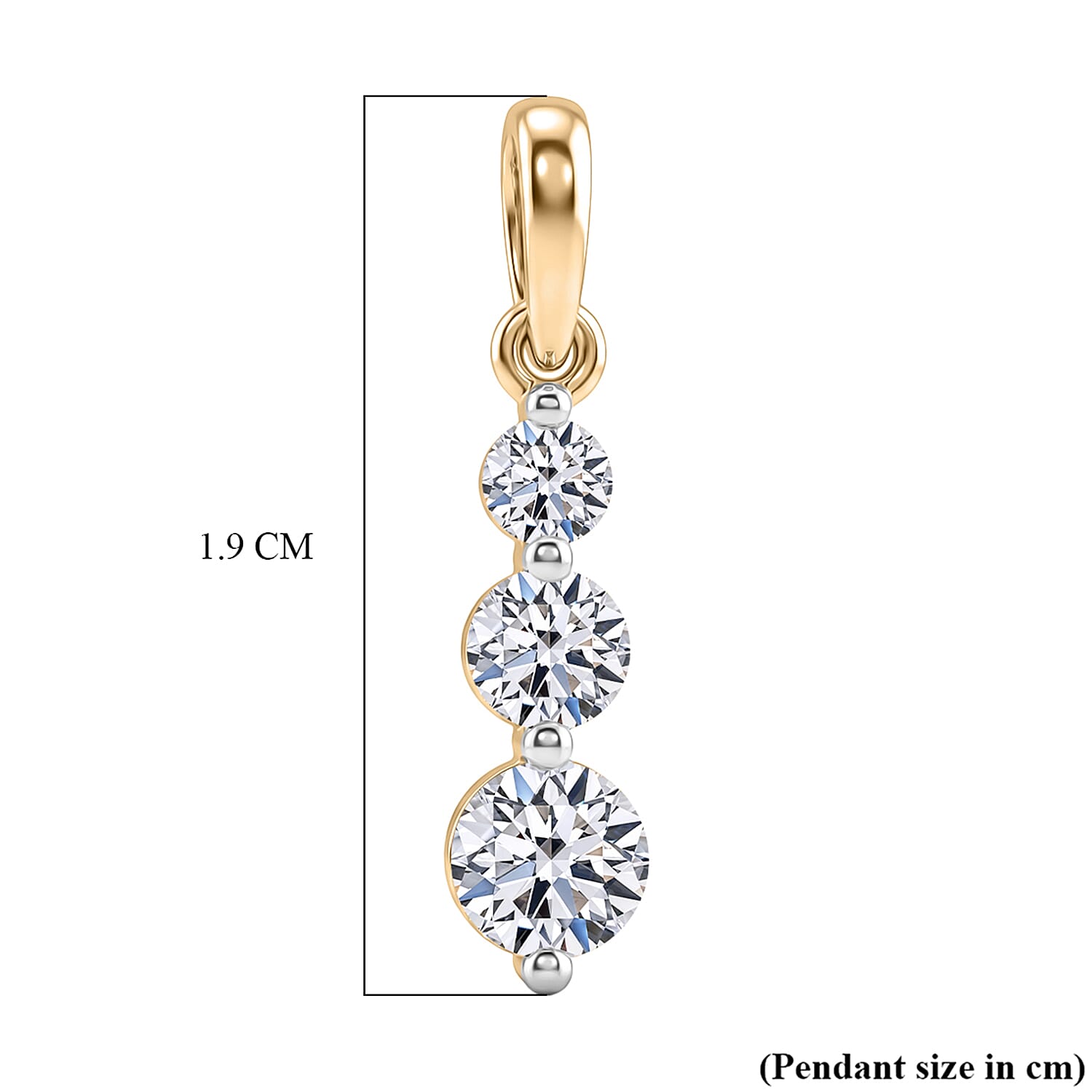 LUXURIANT 0.50 Ct. Lab Grown Diamond Trilogy Drop Pendant in 9K Yellow Gold (SI-GH) 8493531 7