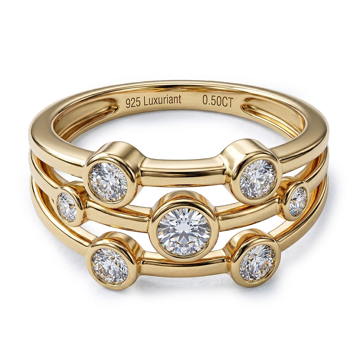 Luxuriant - Lab Grown Diamond (SI/G-H) Bubble Ring in 18K Vermeil Yellow Gold Plated Sterling Silver 0.50 Ct. 8493951 0