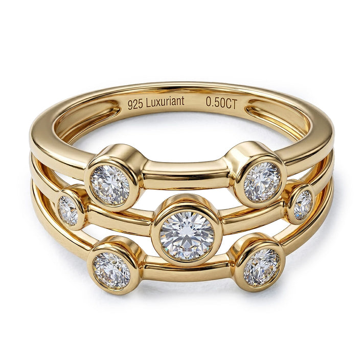 Luxuriant - Lab Grown Diamond (SI/G-H) Bubble Ring in 18K Vermeil Yellow Gold Plated Sterling Silver 0.50 Ct. 8493951 1