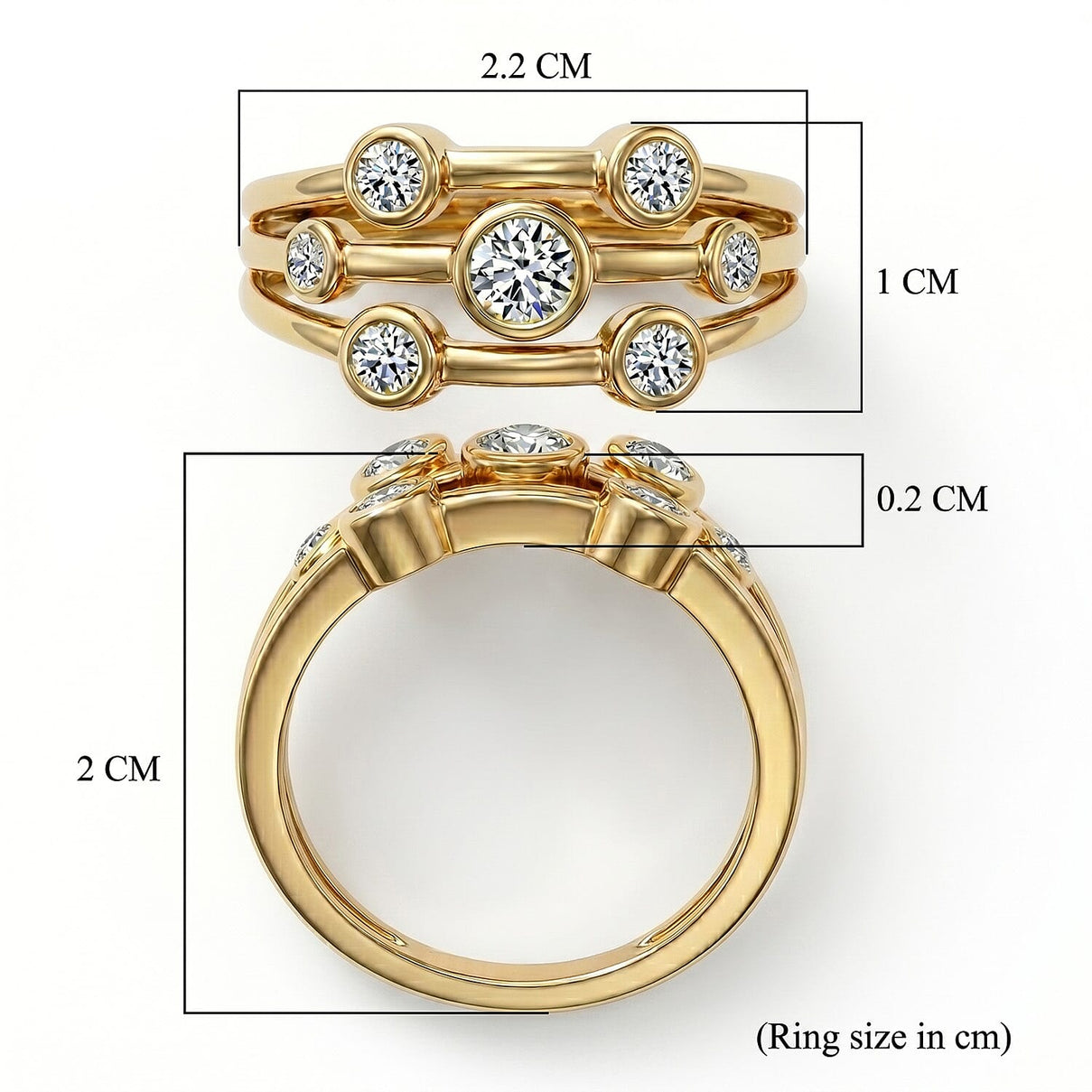 Luxuriant - Lab Grown Diamond (SI/G-H) Bubble Ring in 18K Vermeil Yellow Gold Plated Sterling Silver 0.50 Ct. 8493951 7