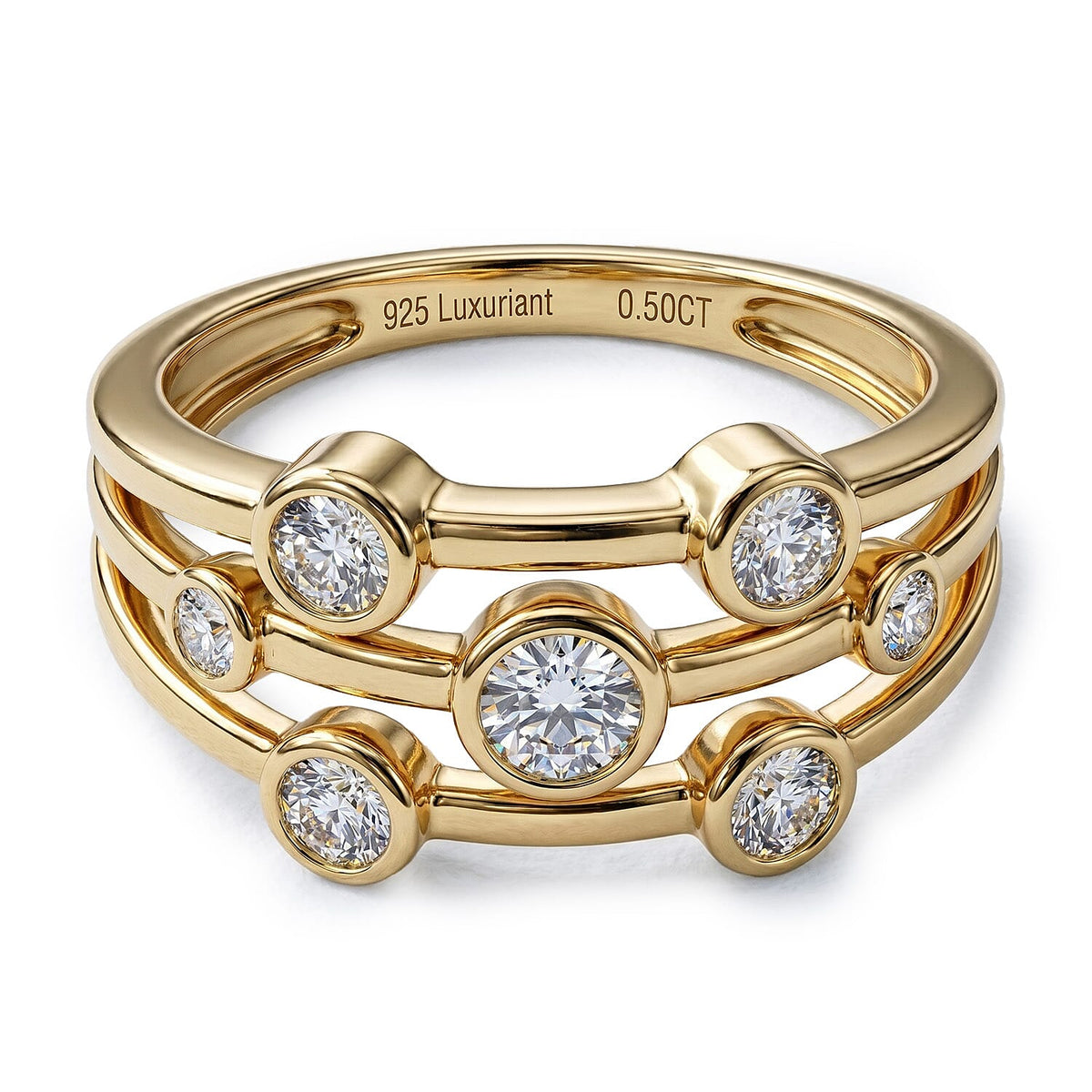 Luxuriant - Lab Grown Diamond (SI/G-H) Bubble Ring in 18K Vermeil Yellow Gold Plated Sterling Silver 0.50 Ct. 8493953 0