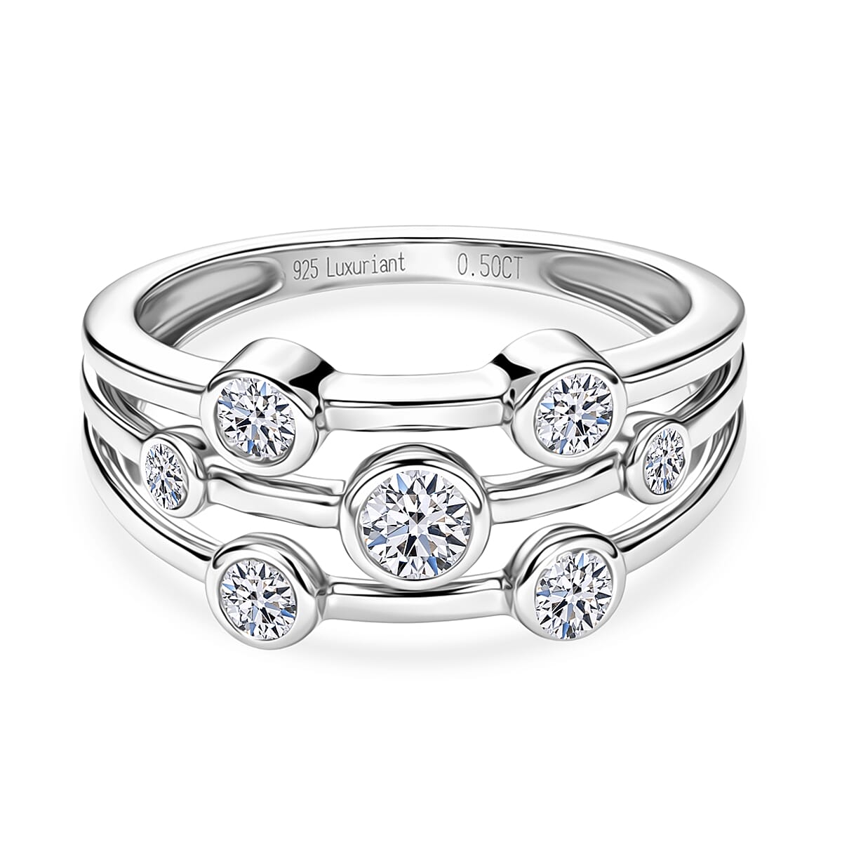 Luxuriant - Lab Grown Diamond (SI/G-H) Bubble Ring in Rhodium Overlay Sterling Silver 0.50 Ct. 8493985 0