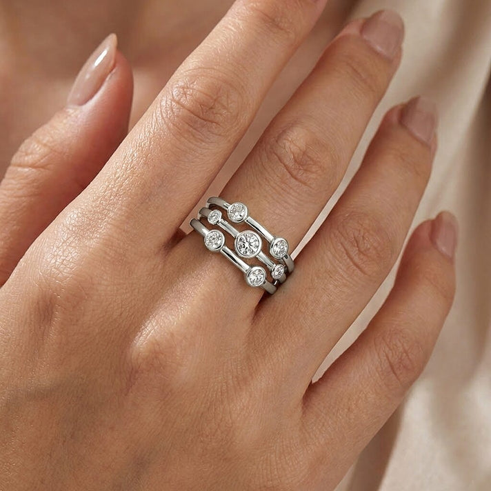 Luxuriant - Lab Grown Diamond (SI/G-H) Bubble Ring in Rhodium Overlay Sterling Silver 0.50 Ct. 8493985 2