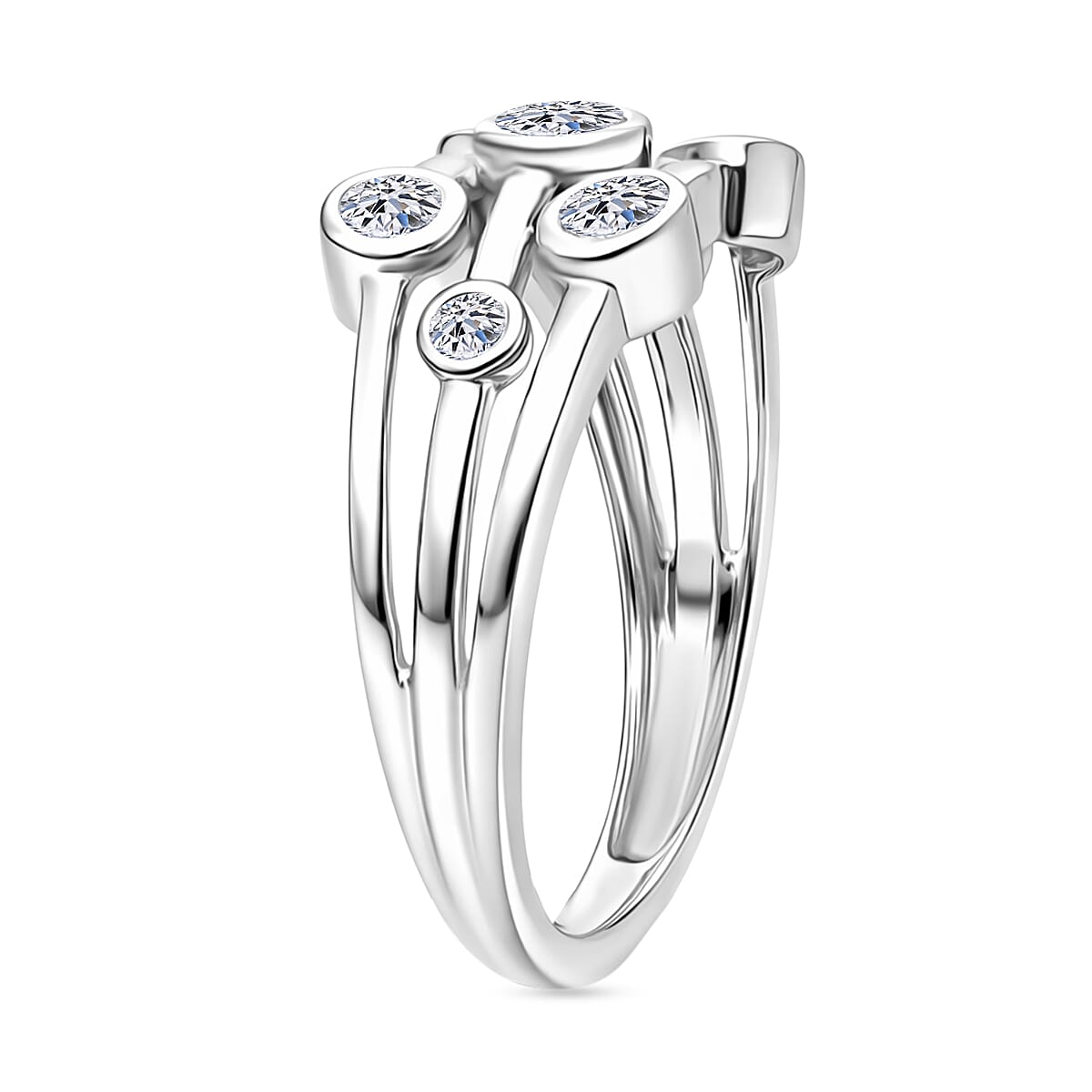 Luxuriant - Lab Grown Diamond (SI/G-H) Bubble Ring in Rhodium Overlay Sterling Silver 0.50 Ct. 8493985 4