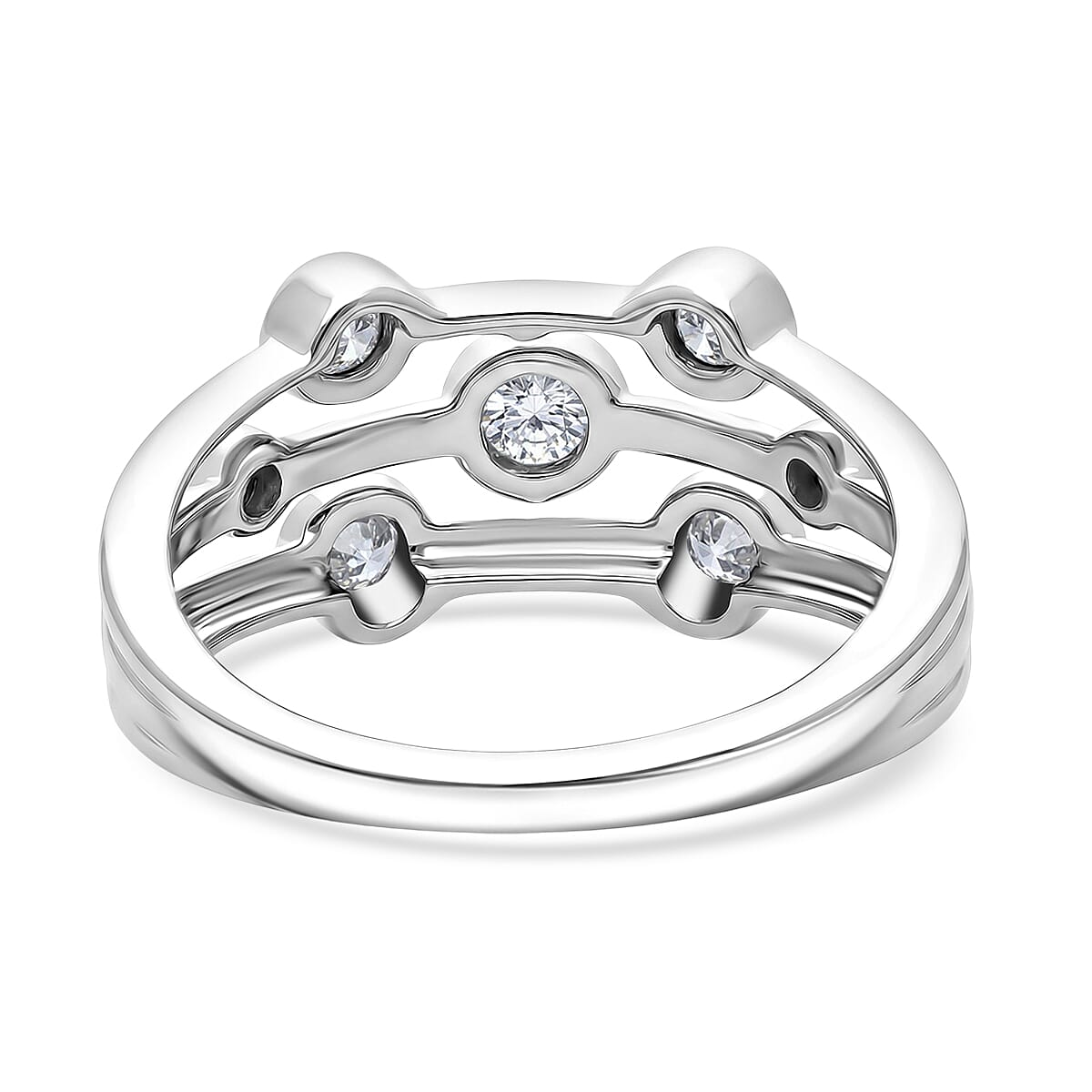 Luxuriant - Lab Grown Diamond (SI/G-H) Bubble Ring in Rhodium Overlay Sterling Silver 0.50 Ct. 8493985 5