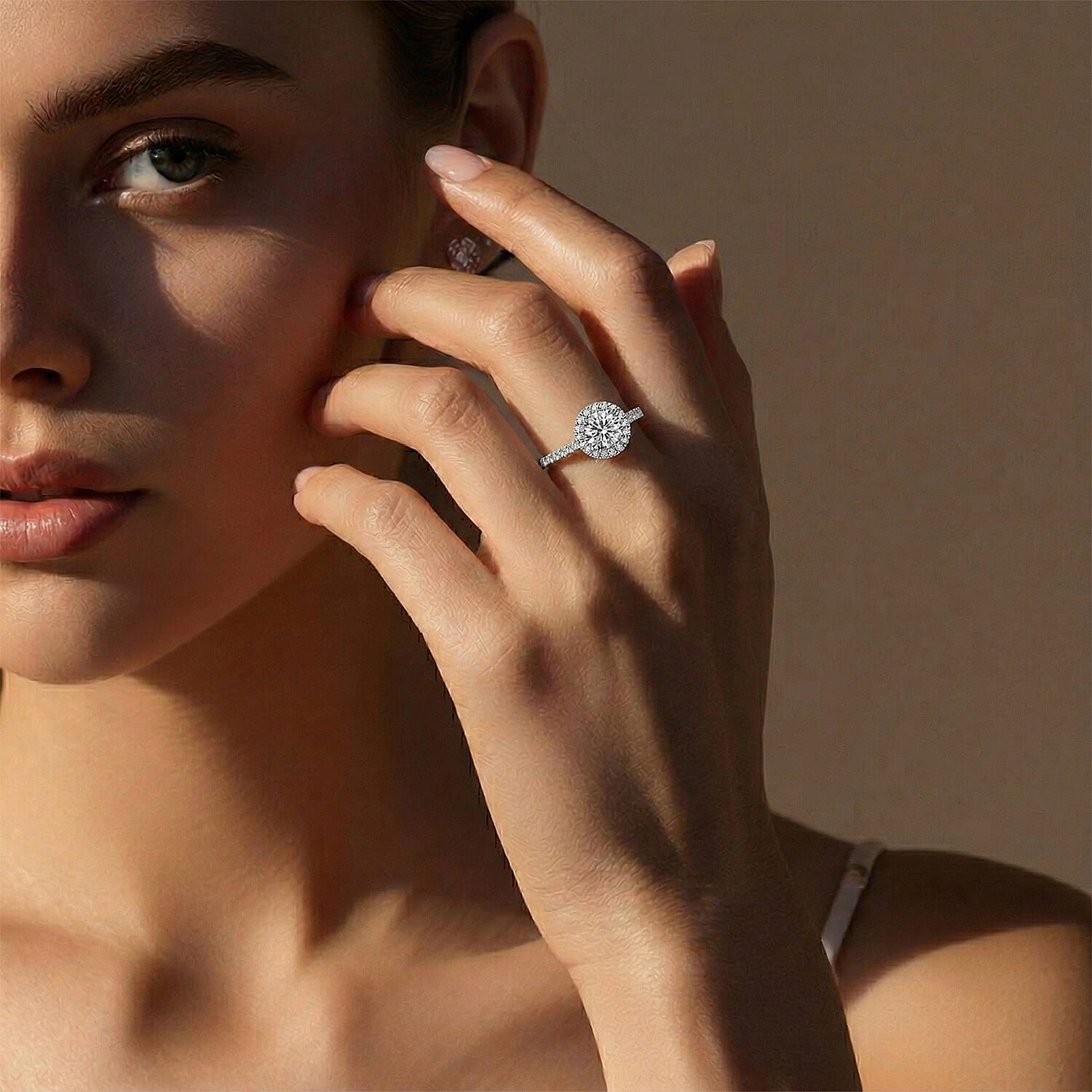 LUXURIANT 1.25 Ct. Lab Grown Diamond Round Cut Halo Ring in Rhodium Overlay Sterling Silver SGL Certified (SI-G-H) 8498584 3