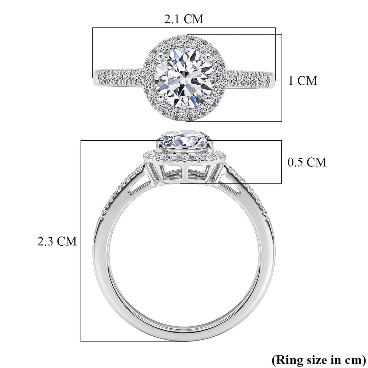 LUXURIANT 1.25 Ct. Lab Grown Diamond Round Cut Halo Ring in Rhodium Overlay Sterling Silver SGL Certified (SI-G-H) 8498584 5