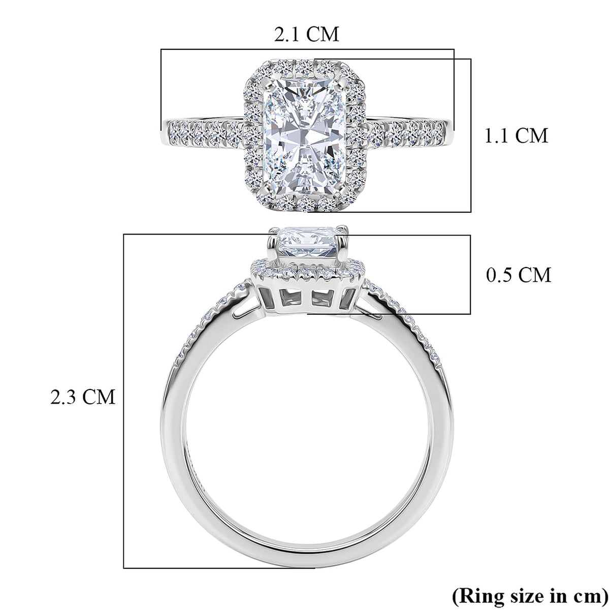 LUXURIANT 1.25 Ct. Lab Grown Diamond Emerald-Cut Halo Ring in Rhodium Overlay Sterling Silver SGL Certified (SI-G-H) 8499323 4