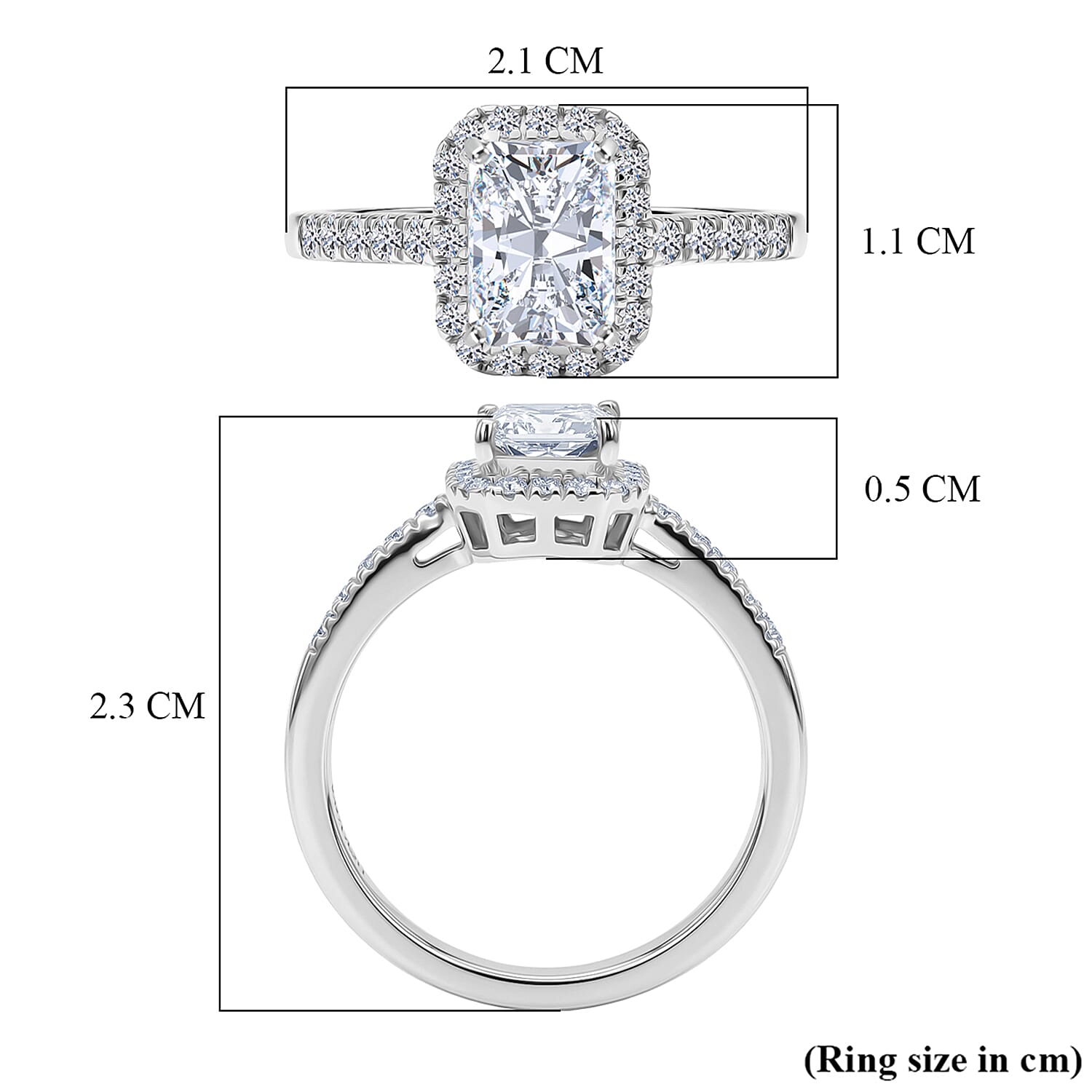 LUXURIANT 1.25 Ct. Lab Grown Diamond Emerald-Cut Halo Ring in Rhodium Overlay Sterling Silver SGL Certified (SI-G-H) 8499323 4
