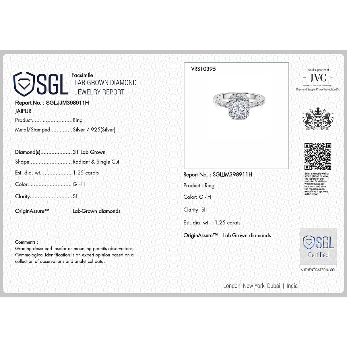 LUXURIANT 1.25 Ct. Lab Grown Diamond Emerald-Cut Halo Ring in Rhodium Overlay Sterling Silver SGL Certified (SI-G-H) 8499323 5