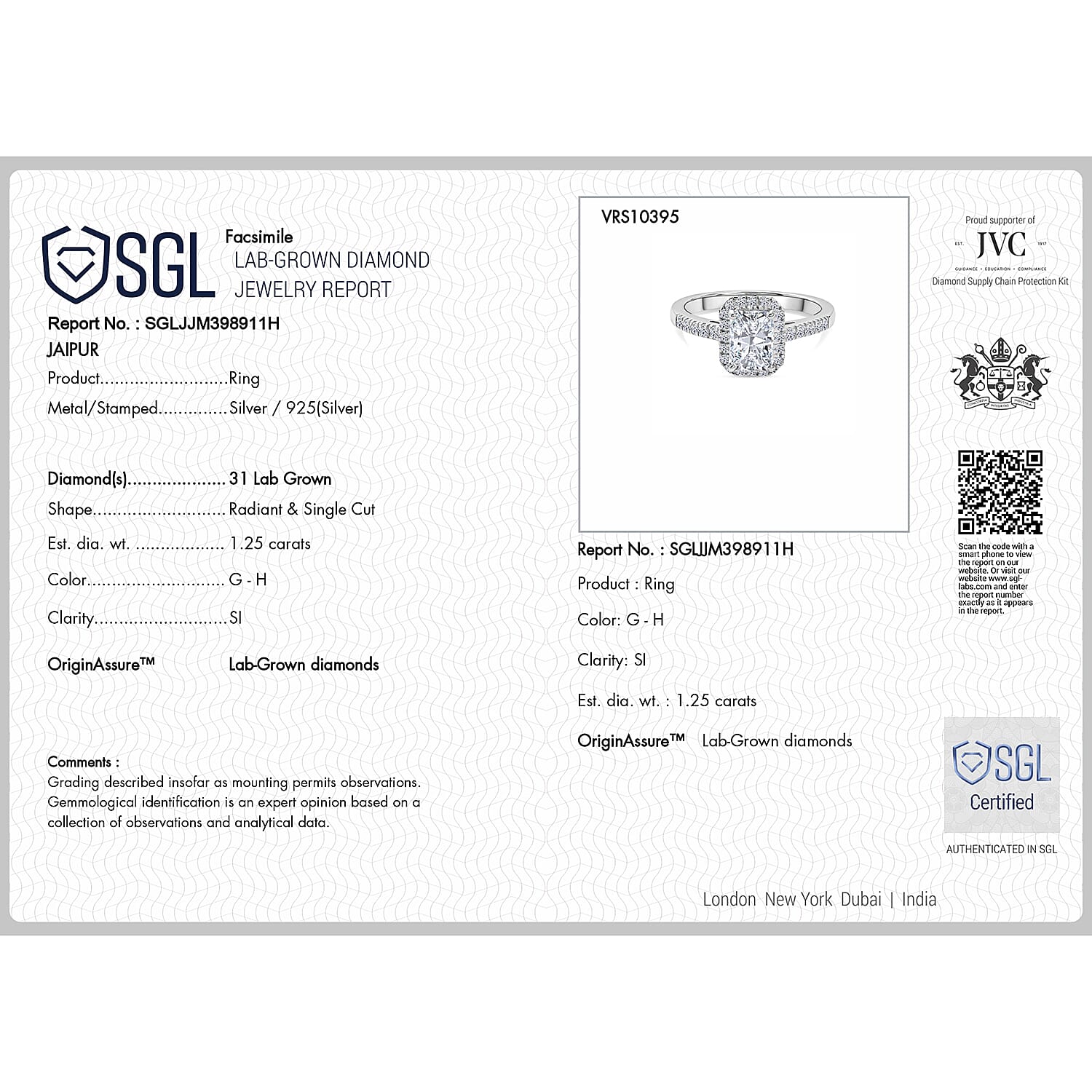 LUXURIANT 1.25 Ct. Lab Grown Diamond Emerald-Cut Halo Ring in Rhodium Overlay Sterling Silver SGL Certified (SI-G-H) 8499323 5