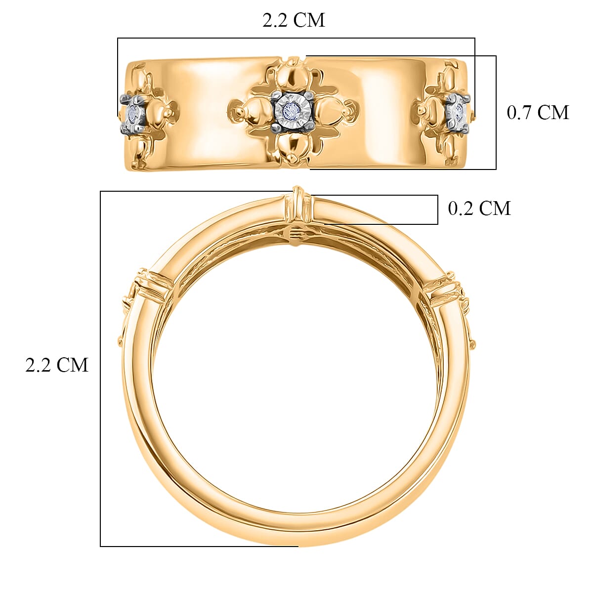 Designer Inspired Natural White Diamond Quatrefoil Band Ring 8499983 6