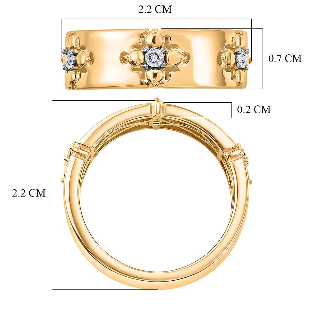 Designer Inspired Natural White Diamond Quatrefoil Band Ring 8499983 7