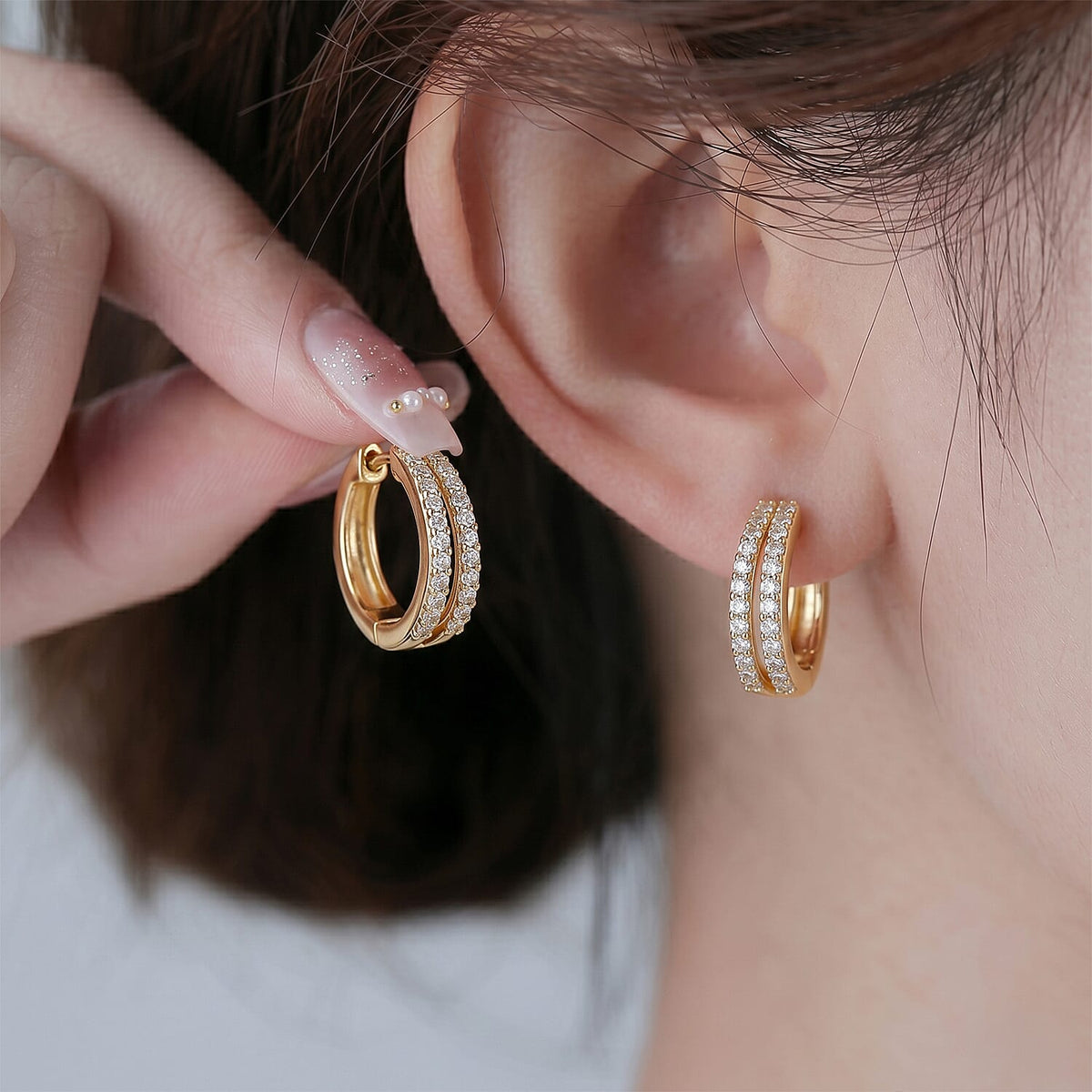LUXURIANT Lab Grown Diamond Hoop Earring in 18K Vermeil Yellow Gold Platd Sterling Silver 0.48 Ct. (SI-GH) 8500043 3