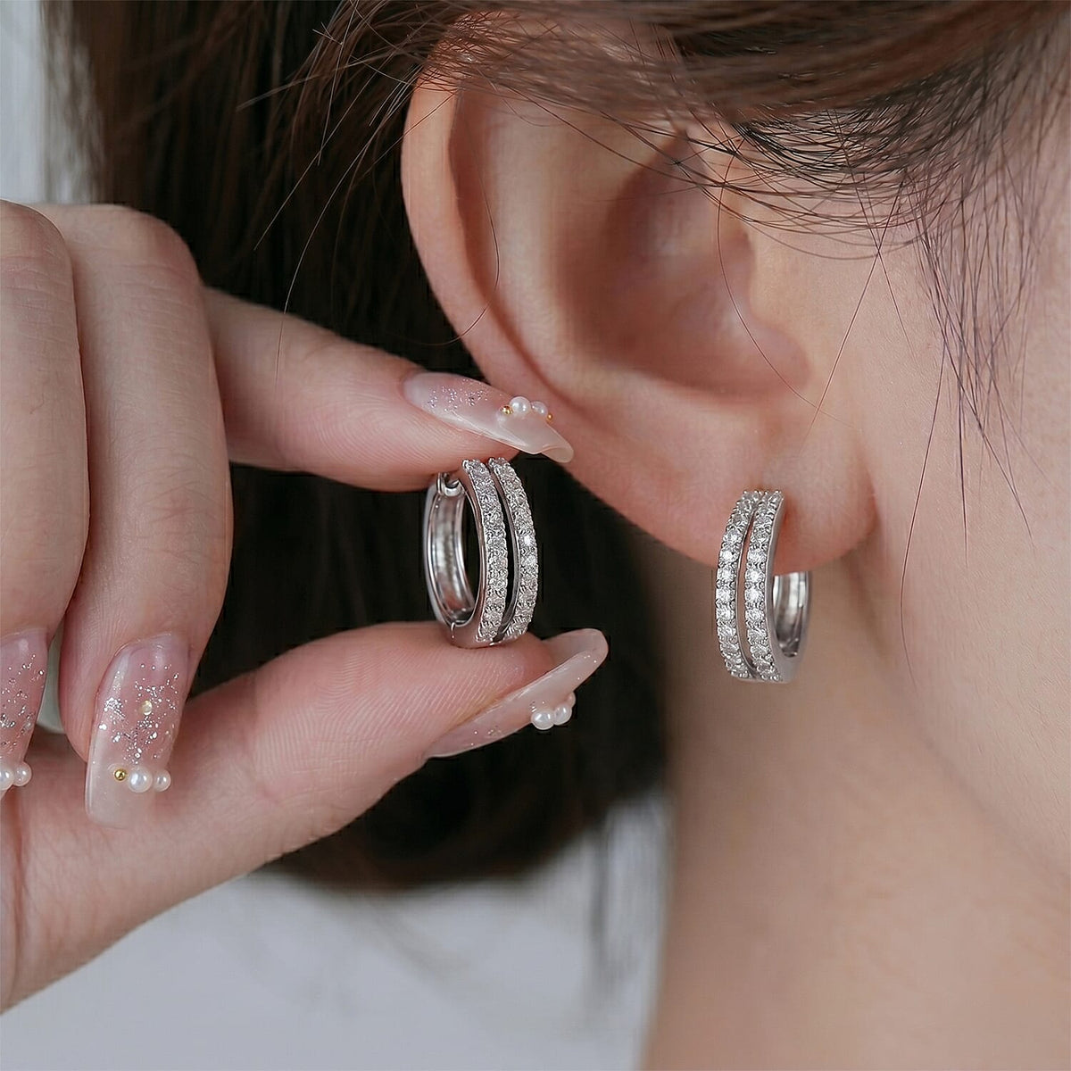LUXURIANT Lab Grown Diamond Hoop Earring in Rhodium Overlay Sterling Silver 0.48 Ct (SI-GH ) 8500074 3