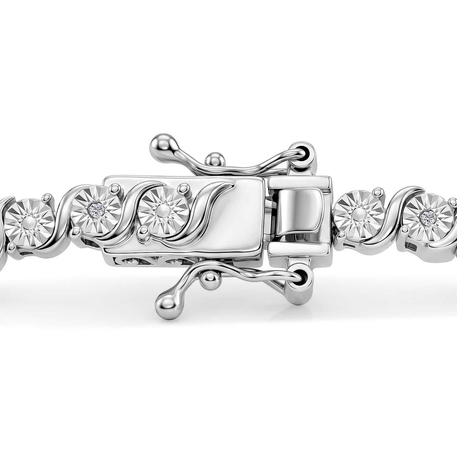 EverTrue Natural White Diamond Tennis Bracelet with GB Lock Box in Platinum Plating 7.5 Inch 8500300 4