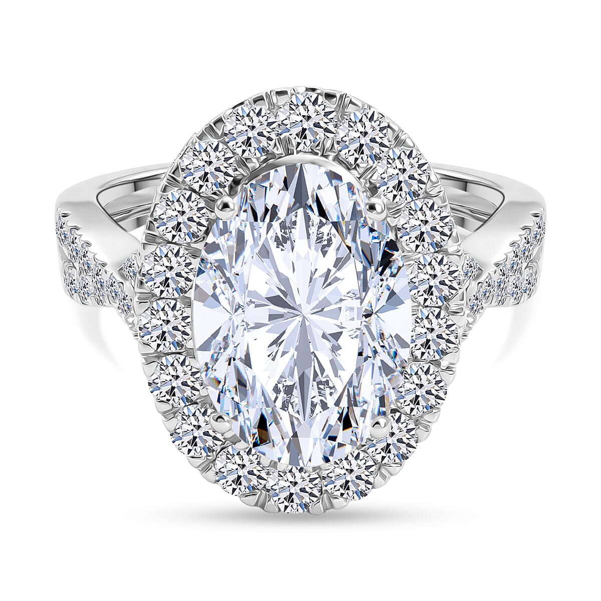 LUXURIANT 5 Ct. Lab Grown Diamond Halo Ring in 950 Platinum SGL Certified (VS-E-F) 8501048 0