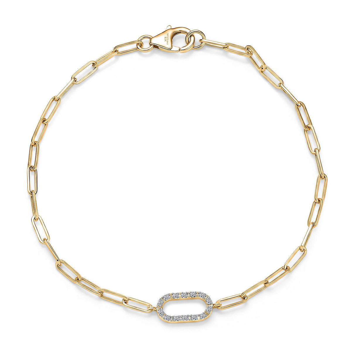 LUXURIANT Lab Grown Diamond Paper Clip Bracelet (Size - 7.5) in Yellow Gold Plated Sterling Silver (SI-G-H) 8501890 0