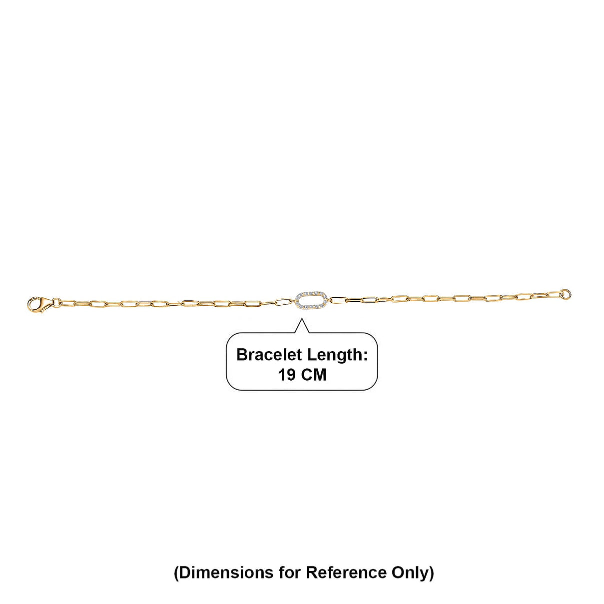LUXURIANT Lab Grown Diamond Paper Clip Bracelet (Size - 7.5) in Yellow Gold Plated Sterling Silver (SI-G-H) 8501890 7