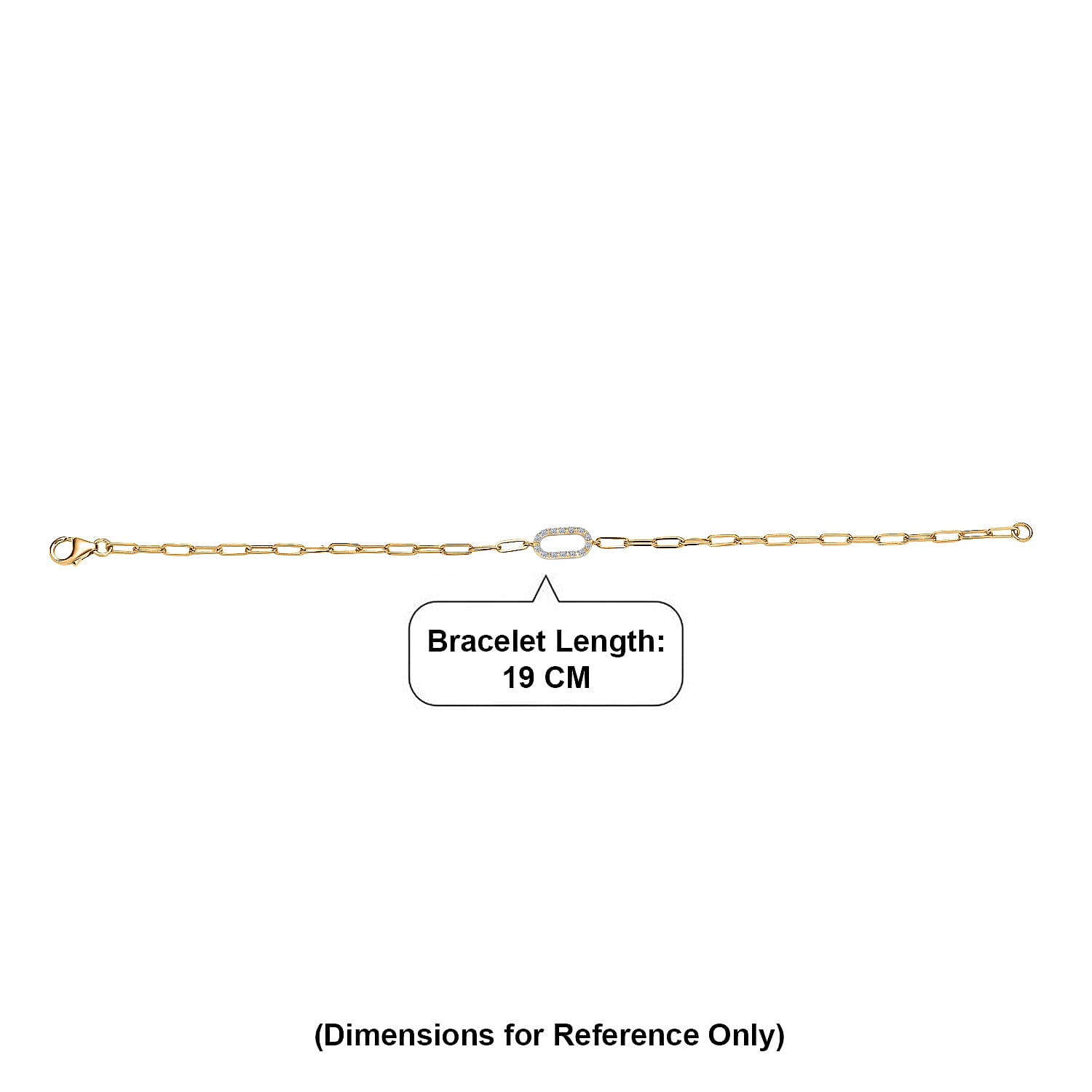 LUXURIANT Lab Grown Diamond Paper Clip Bracelet (Size - 7.5) in Yellow Gold Plated Sterling Silver (SI-G-H) 8501890 7