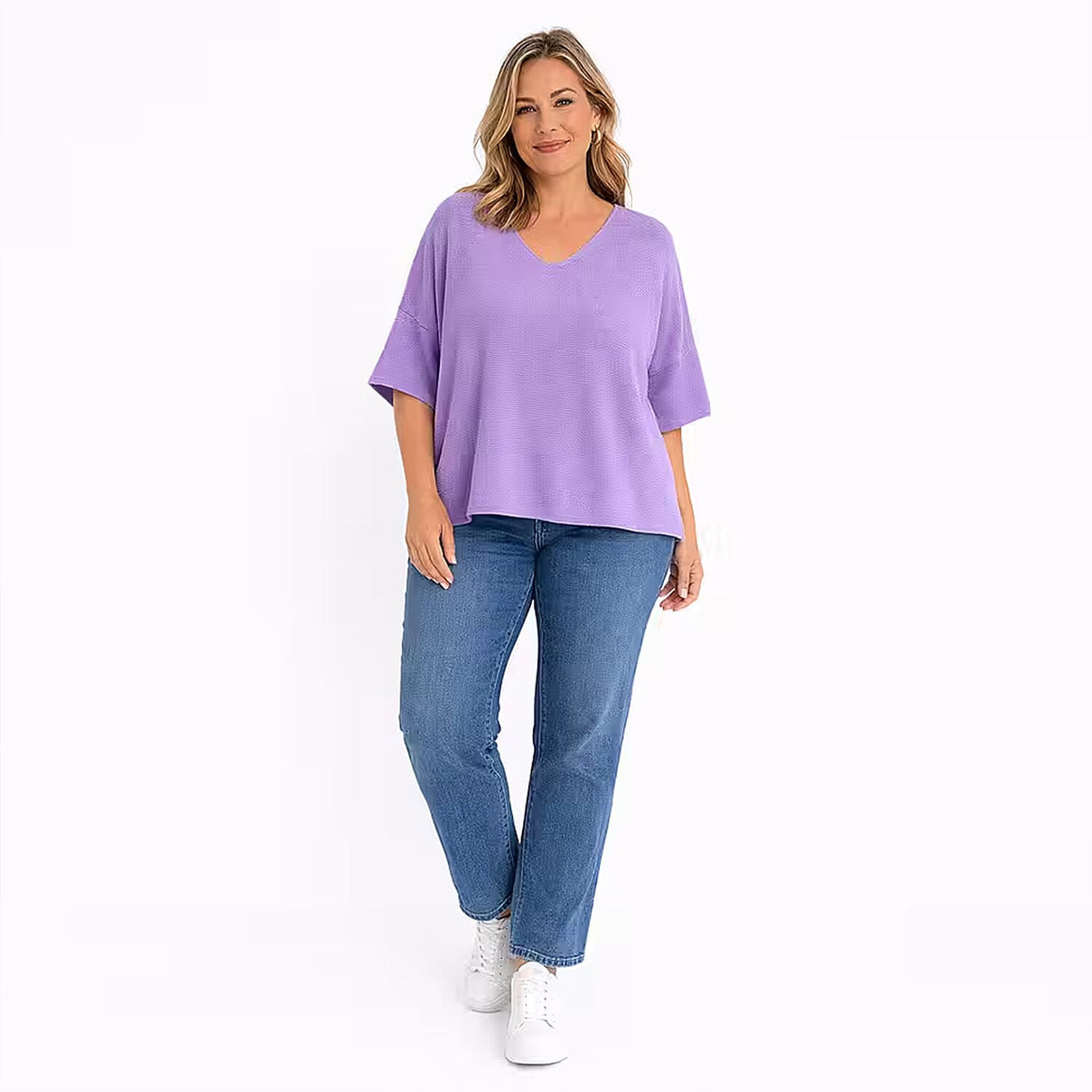 Ladies V-Neck Batwing Light Knitted Top 8504298 4