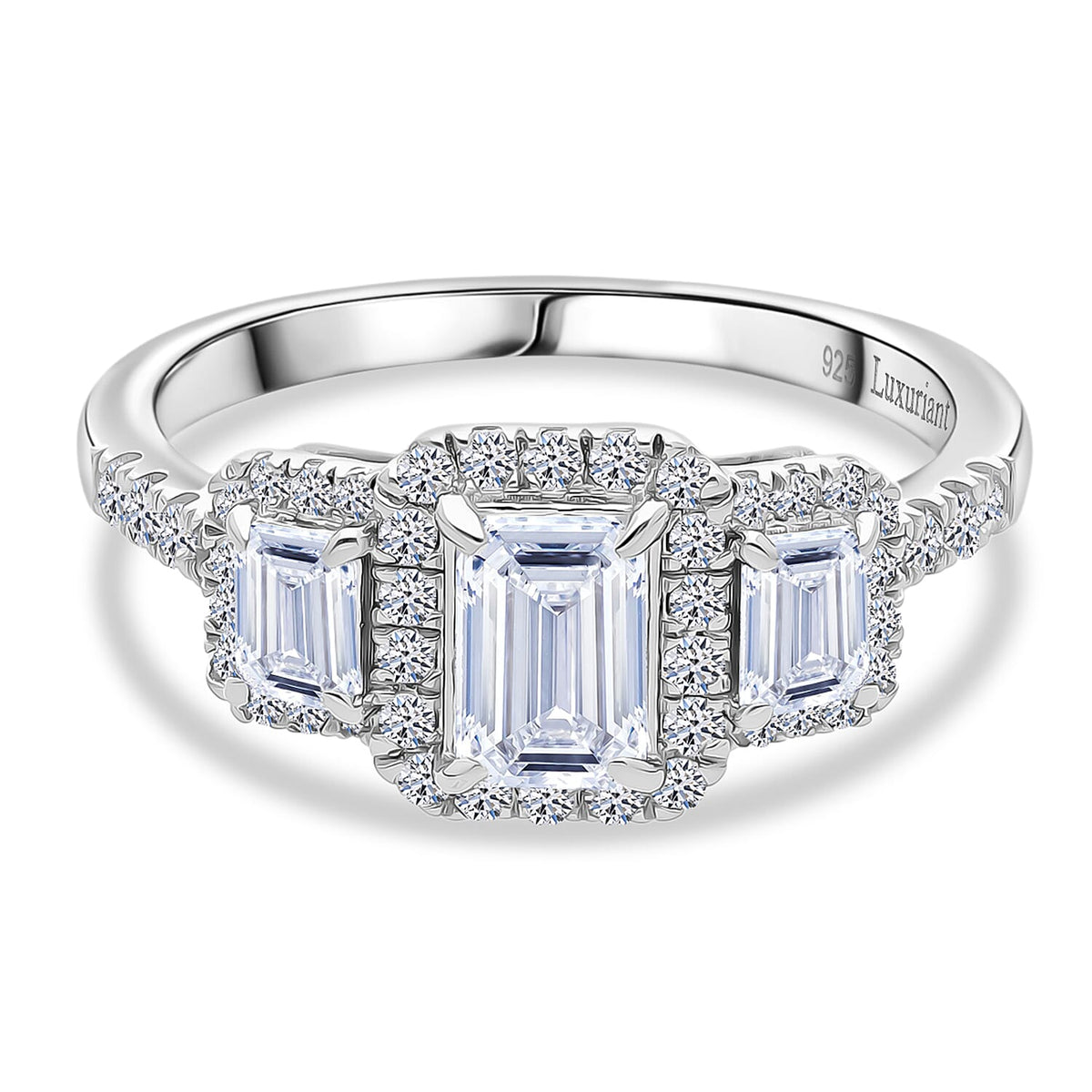 LUXURIANT 1.5 Ct. Lab Grown Diamond Engagement Ring in Rhodium Overlay Sterling Silver (SI-GH) 8509644 0