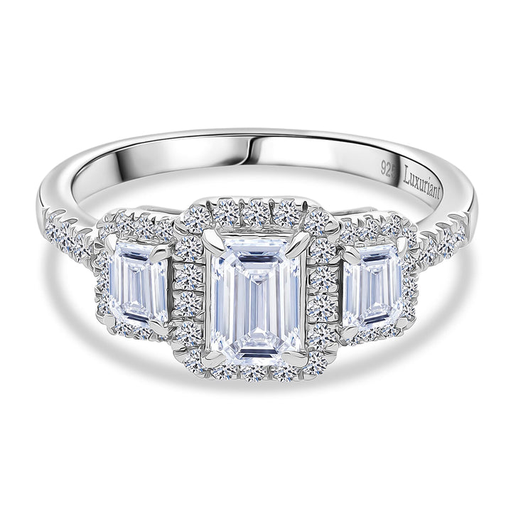 LUXURIANT 1.5 Ct. Lab Grown Diamond Engagement Ring in Rhodium Overlay Sterling Silver (SI-GH) 8509644 1