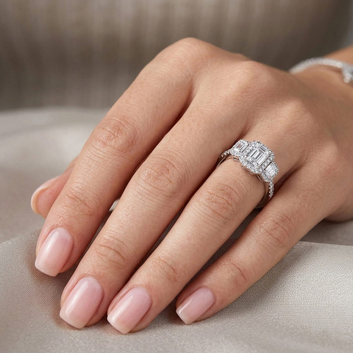 LUXURIANT 1.5 Ct. Lab Grown Diamond Engagement Ring in Rhodium Overlay Sterling Silver (SI-GH) 8509644 2