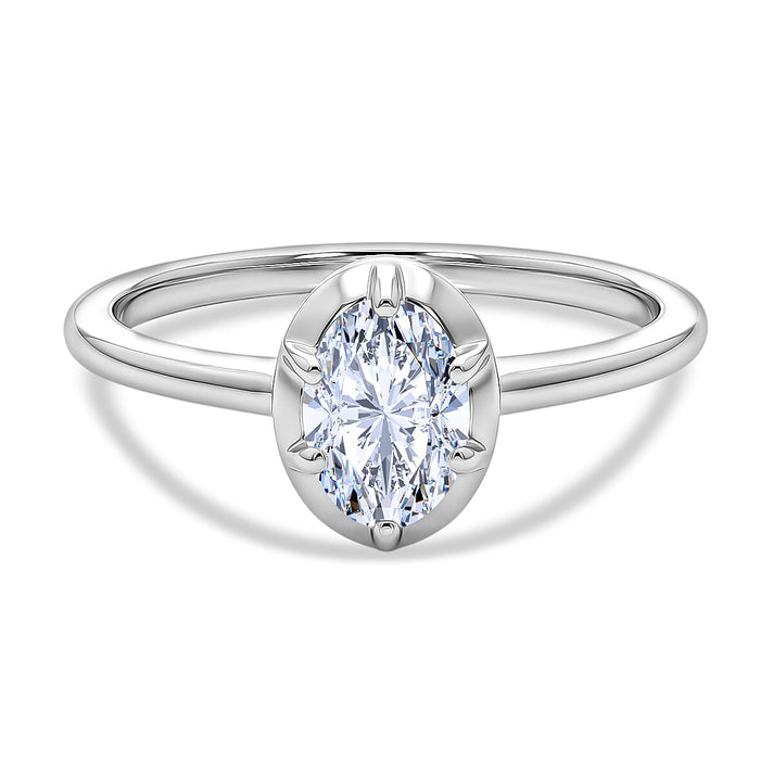 LUXURIANT 1 Ct. Lab Grown Diamond Oval-Cut Solitaire Ring in Rhodium Overlay Sterling Silver (SI-G-H) 8511974 1