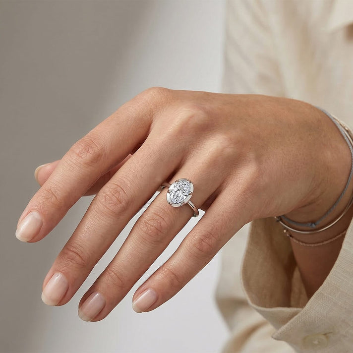LUXURIANT 1 Ct. Lab Grown Diamond Oval-Cut Solitaire Ring in Rhodium Overlay Sterling Silver (SI-G-H) 8511974 2
