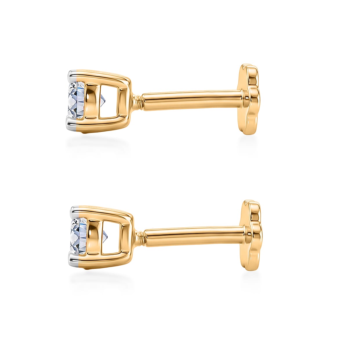 LUXURIANT 0.50 Ct. Lab Grown Diamond Solitaire Earring with Floral Screw Back in 18K Vermeil Yellow Gold Plated Sterling Silver (SI-GH) 8512213 4