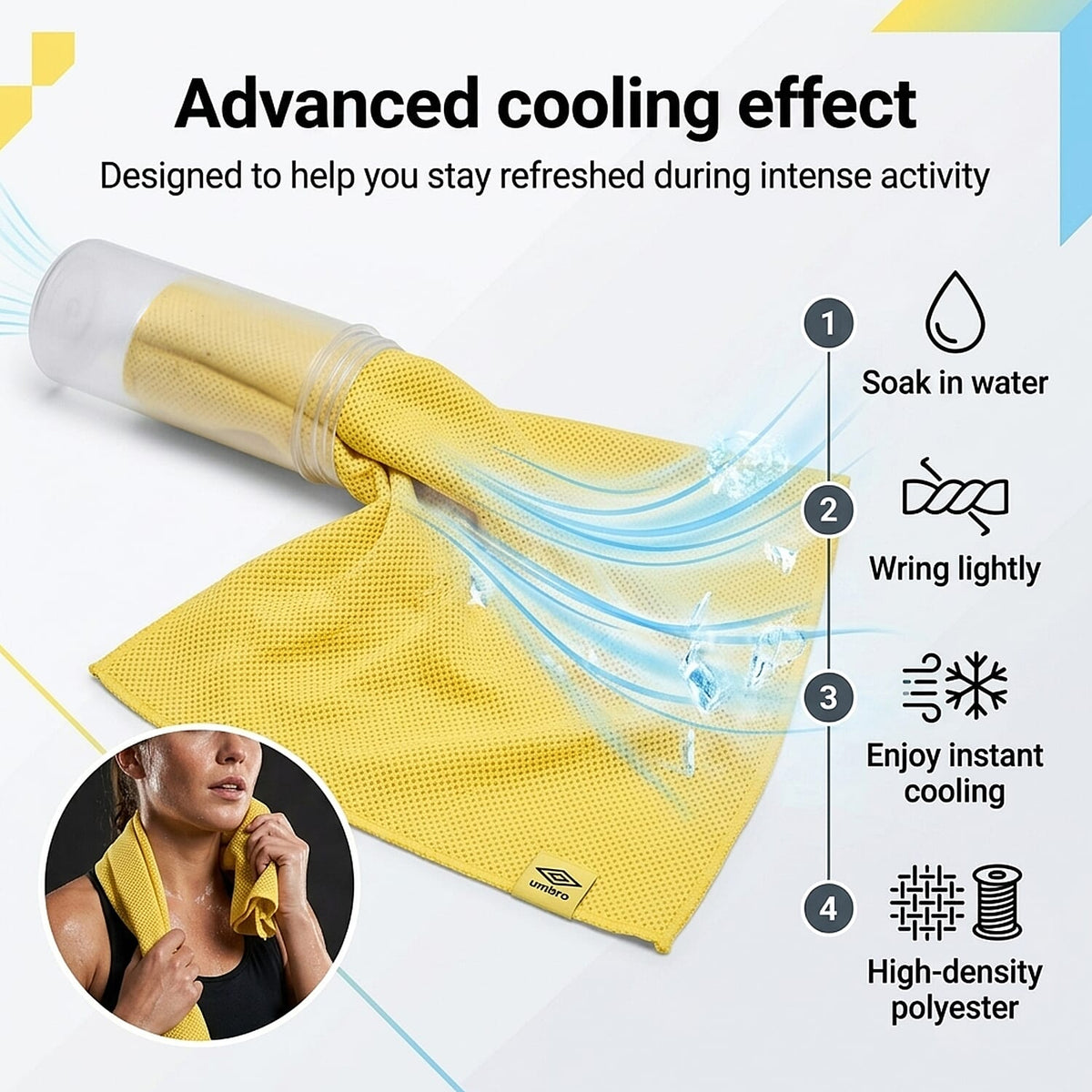 Umbro Instant Cooling Ice Towel - Yellow 8517807 2