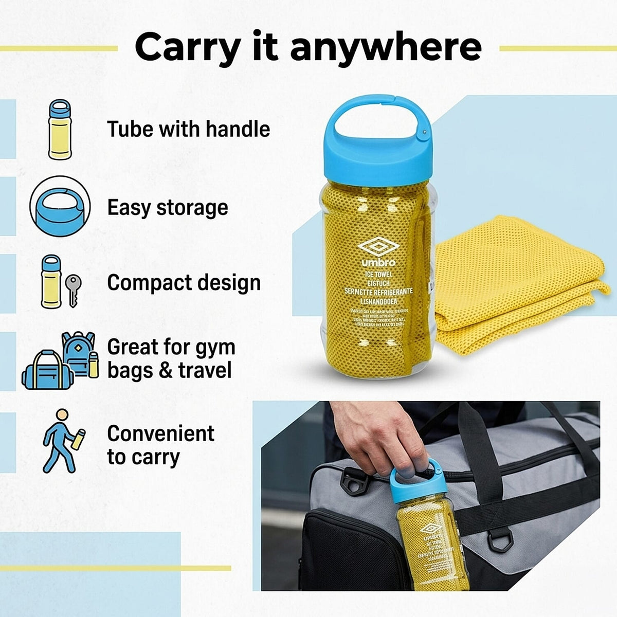 Umbro Instant Cooling Ice Towel - Yellow 8517807 5