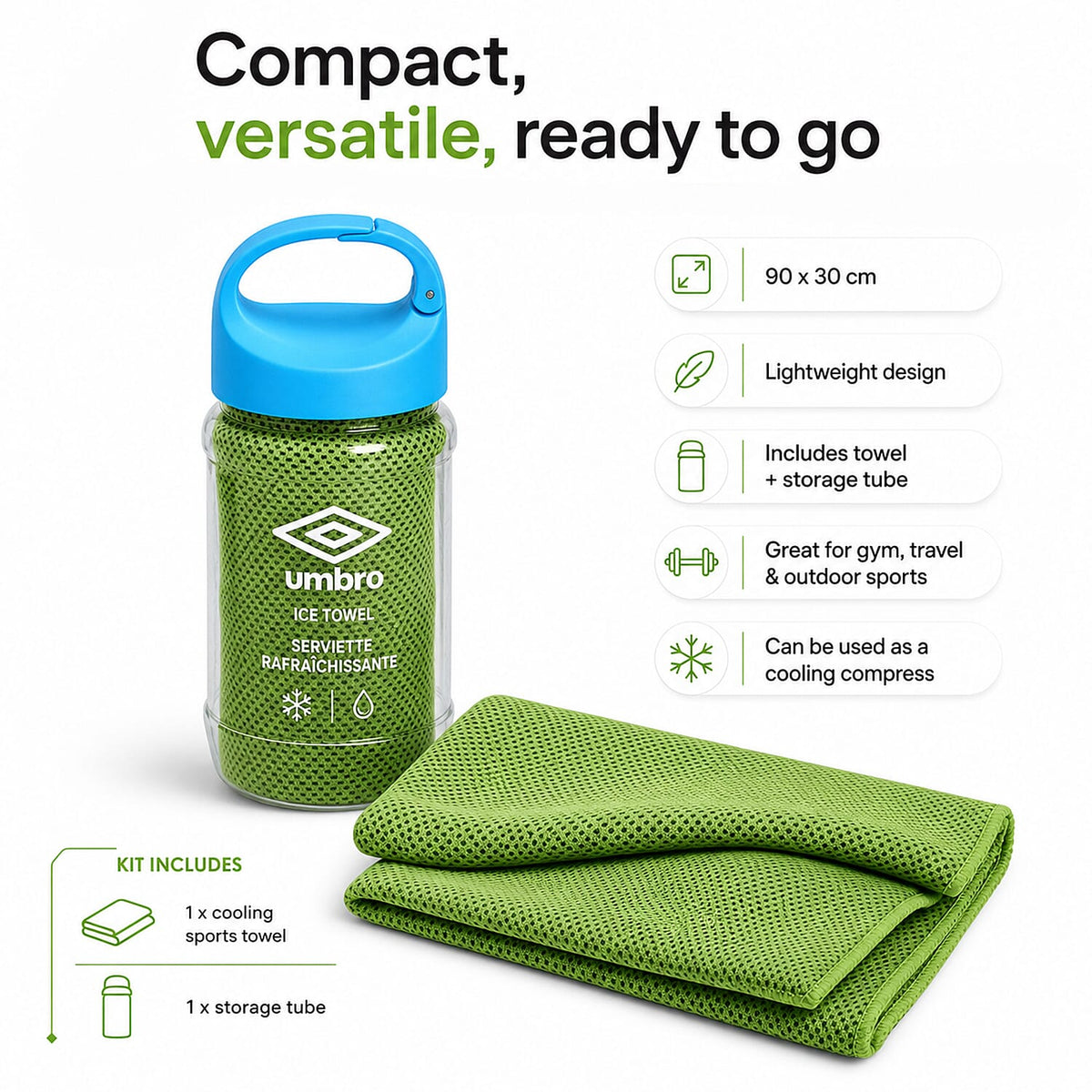 Umbro Instant Cooling Ice Towel - Green V32729881 3